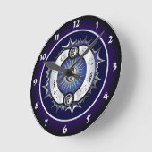 Electric Blue Yin Yang Ronde Klok (Hoek)