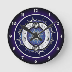 Electric Blue Yin Yang Ronde Klok