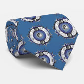 Electric Blue Yin Yang Stropdas (Opgerold)