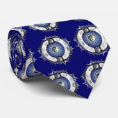 Electric Blue Yin Yang Stropdas (Opgerold)