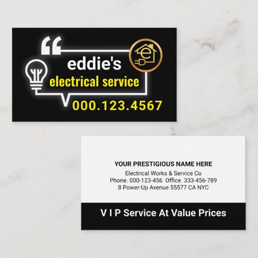Electric Bulb Circuit Bubble Speech Visitekaartje (Voorkant / Achterkant)