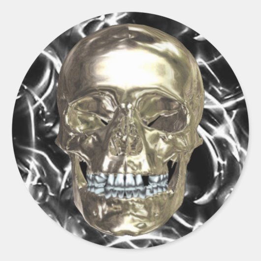 Electric Chrome schedel Stickers (Voorkant)