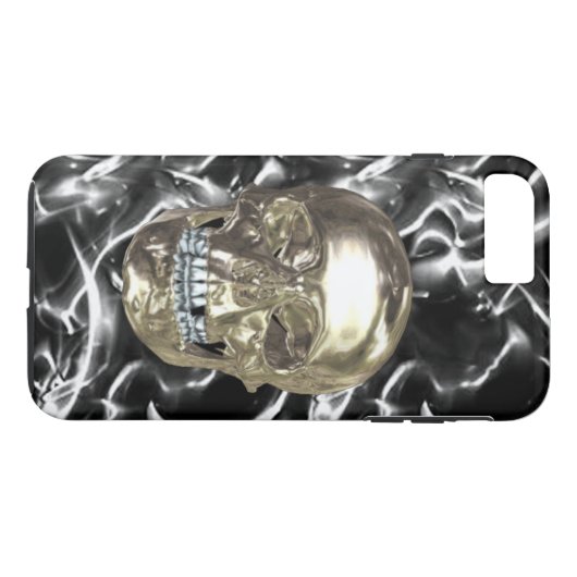 Electric Chrome Skull iPhone 7 Hoesje (Achterkant (Horizontaal))