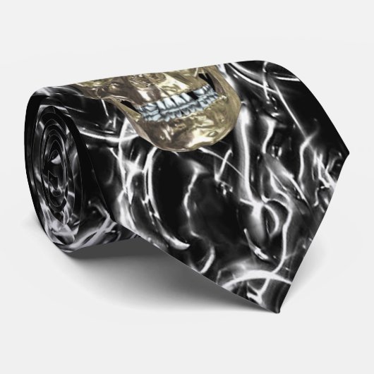 Electric Chrome Skull Stropdas (Opgerold)