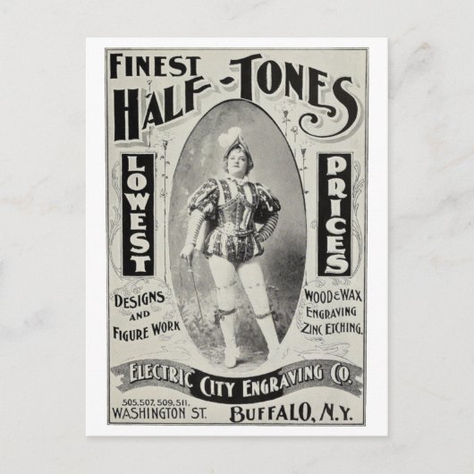 "Electric City Engraving Advertisement" Briefkaart (Voorkant)