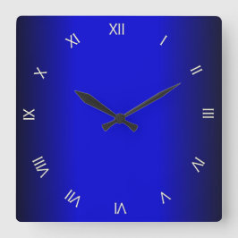 Electric Cobalt Blue Roman Numerals Wall Clock Vierkante Klok