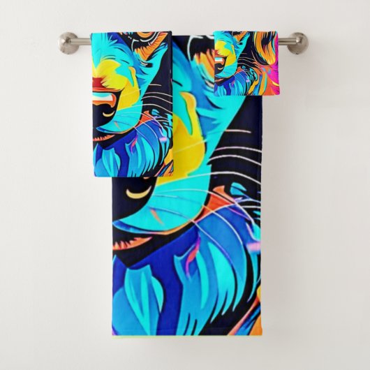 Electric Color Pop Canine Art Bad Handdoek (Insitu)