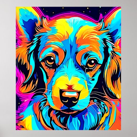 Electric Color Pop Canine Art Poster (Voorkant)