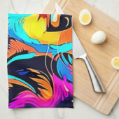 Electric Color Pop Canine Art Theedoek (Quarter Fold)