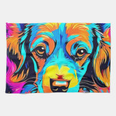 Electric Color Pop Canine Art Theedoek (Horizontaal)