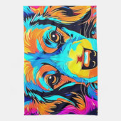 Electric Color Pop Canine Art Theedoek (Verticaal)