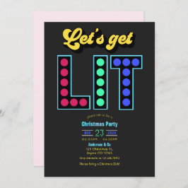 Electric Cranberry Get Lit Retro Christmas Party Kaart