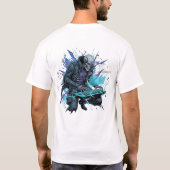 Electric Cyberpunk Hacker Skeleton Gamer Graphic T T-shirt (Achterkant)