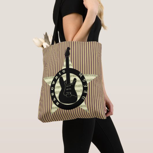 Electric Dream Guitar Rock Star Muziek Cool Stripe Tote Bag (Dichtbij)