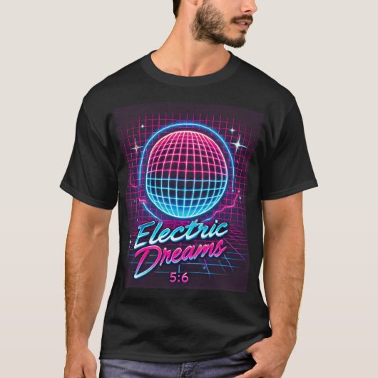 Electric Dreams Retro Futuristische Kunstdruk T-shirt (Voorkant)
