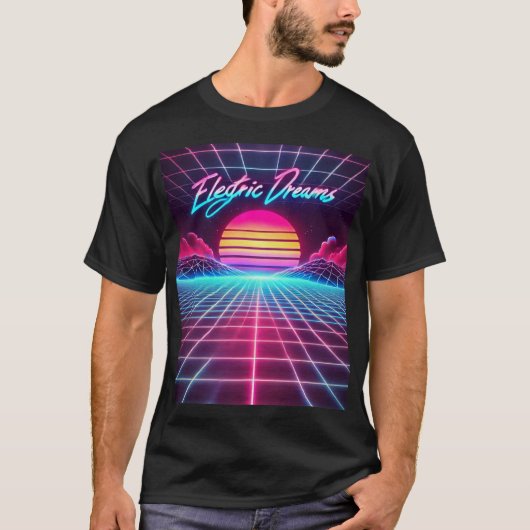 Electric Dreams Retro Futuristische Kunstdruk T-shirt (Voorkant)