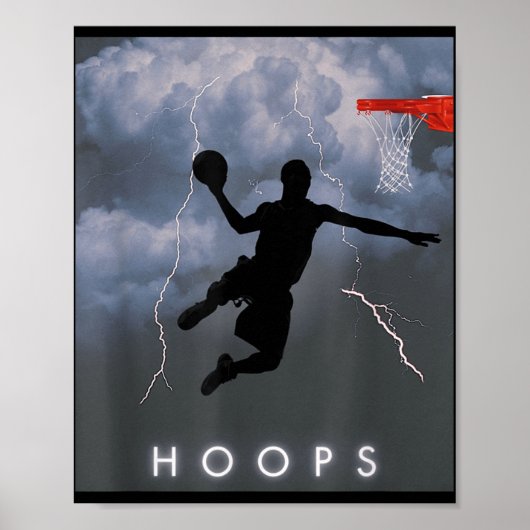 Electric Dunk Storm Basketball Hoops Shirt Poster (Voorkant)