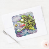 "Electric Ed" vis met een standvastigheid Vierkante Sticker (Envelop)