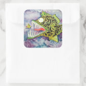 "Electric Ed" vis met een standvastigheid Vierkante Sticker (Tas)