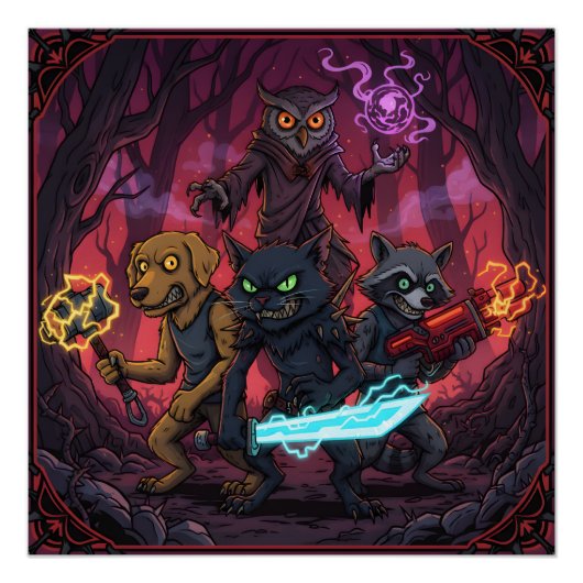 Electric Fantasy Animal Warrior Art Perfect Poster (Voorkant)