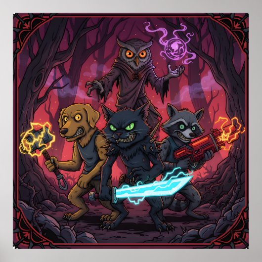 Electric Fantasy Animal Warrior Art Poster (Voorkant)