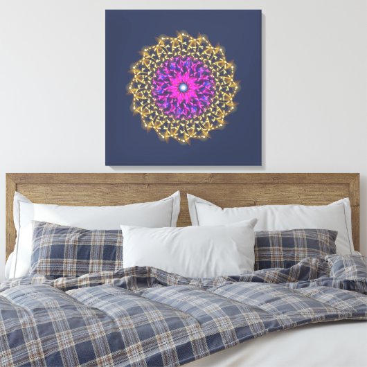 Electric Flower – Symmetrical Color Wave Canvas Afdruk (Insitu (Slaapkamer))