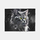 Electric Fractal Black Cat Glow Blanket Fleece Deken (Voorkant (Horizontaal))