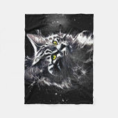 Electric Fractal Black Cat Glow Blanket Fleece Deken (Voorkant)