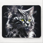 Electric Fractal Black Cat Mouse Pad Muismat<br><div class="desc">Turn your desk into a spark of mystery. This electric fractal black cat with glowing yellow eyes brings bold digital energy to every click and scroll. Perfect for cat lovers and modern art fans who want their workspace to feel sharp,  creative,  and a little magical.</div>