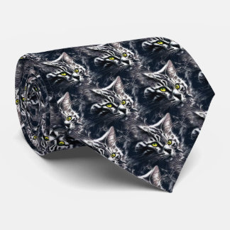 Electric Fractal Cat Neon Cyberpunk Tie Stropdas