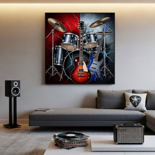 Electric Fury of Rock Canvas Afdruk