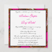 Electric Fuscia Paisley Wedding Invitation Kaart (Achterkant)