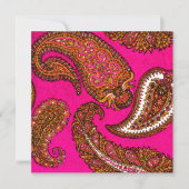 Electric Fuscia Paisley Wedding Invitation Kaart (Voorkant)