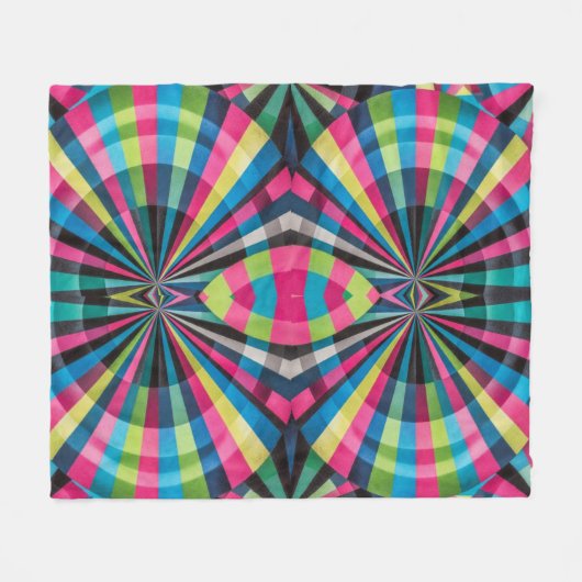 Electric Geometry Radio Waves & Sunrays Art Deco  Fleece Deken (Voorkant (Horizontaal))