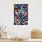 Electric Geometry Radio Waves & Sunrays Art Deco Poster (Keuken)