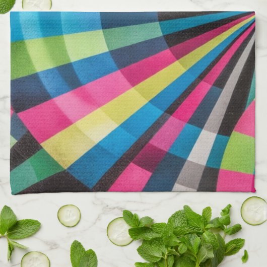 Electric Geometry Radio Waves & Sunrays Art Deco Theedoek (Gevouwen)