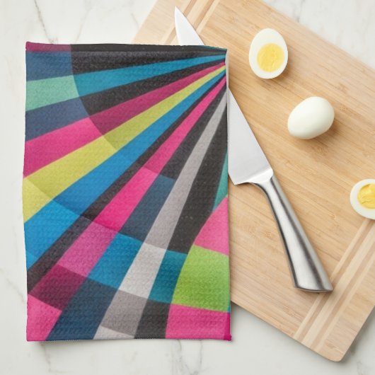 Electric Geometry Radio Waves & Sunrays Art Deco  Theedoek (Quarter Fold)