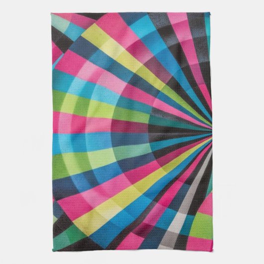 Electric Geometry Radio Waves & Sunrays Art Deco  Theedoek (Verticaal)