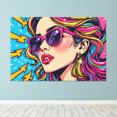 Electric Glam Pop Art - Dynamische Retro 80's Canvas Afdruk (Insitu (Houten vloer))