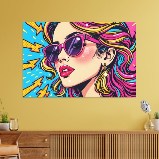 Electric Glam Pop Art - Dynamische Retro 80's Canvas Afdruk (Insitu (Woonkamer))