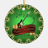 Electric Guitar 01-Musical Scroll-Merry Kerst~ Keramisch Ornament (Voorkant)