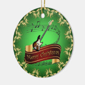 Electric Guitar 01-Musical Scroll-Merry Kerst~ Keramisch Ornament (Links)