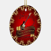 Electric Guitar 01-Musical Scroll-Merry Kerst~ Keramisch Ornament (Rechts)