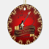 Electric Guitar 01-Musical Scroll-Merry Kerst~ Keramisch Ornament (Links)