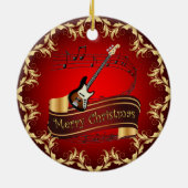 Electric Guitar 01-Musical Scroll-Merry Kerst~ Keramisch Ornament (Achterkant)