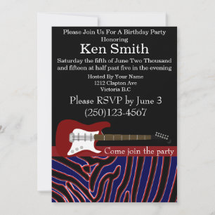 Electric Guitar Birthday Invitation #16 Kaart