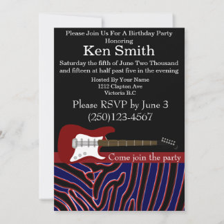 Electric Guitar Birthday Invitation #16 Kaart