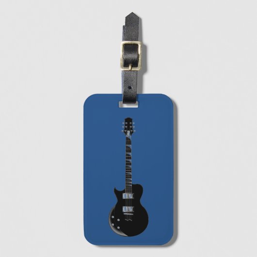 Electric Guitar Blue Pop Art Bagagelabel (Voorkant (verticaal))