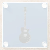 Electric Guitar Blue Pop Art Glazen Onderzetter (Achterkant)