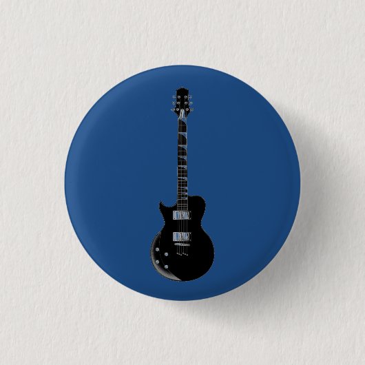 Electric Guitar Blue Pop Art Ronde Button 3,2 Cm (Voorkant)